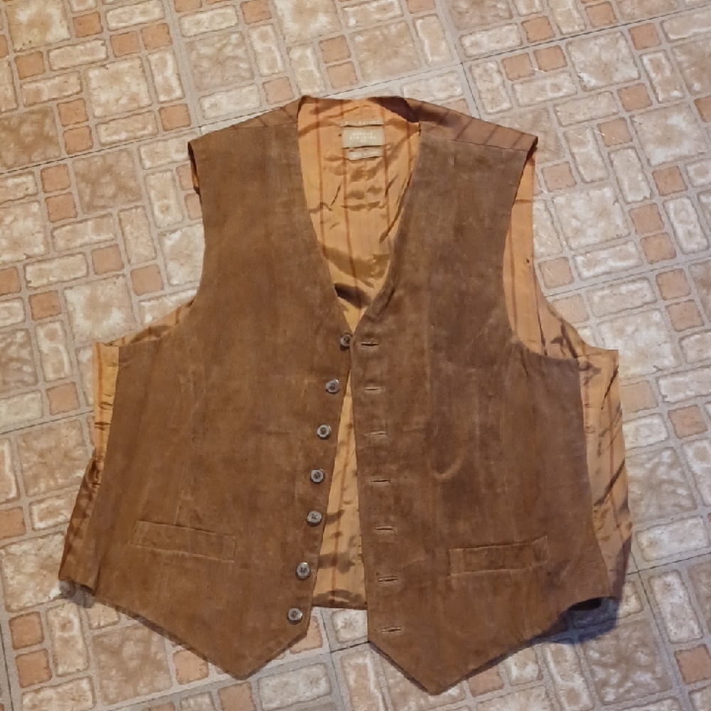 Haggar Men's Brown Leather Vest Size 42